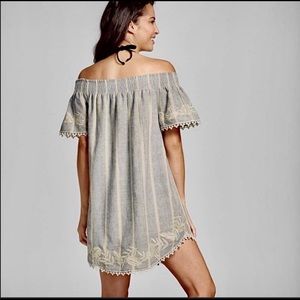 Merona off the shoulder chambray crochet dress